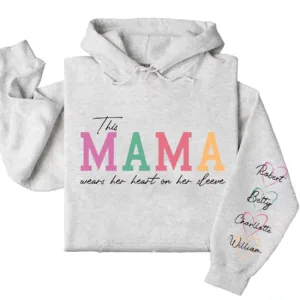 2-1-10.webp Custom This Mama Wears Her Heart on Her Sleeve Hoodie – Personalized Mom Hoodie with Kids’ Names, Mother’s Day Gift for Her