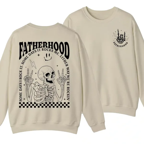 Dad Tour Sweatshirt, Fatherhood Some Days I Rock It, Gift For Dad Fatherhood Shirt, Father's Day Shirt Trendy Front And Back Sweater