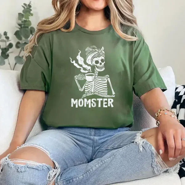 Momster Skeleton Woman Coffee Funny Halloween Mom Mama Women - Unisex, Gift for Halloween Day,  Gift for Mama