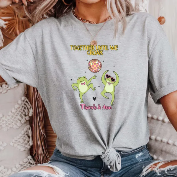 2-13-scaled-1.jpeg Custom Frog T-Shirt - Personalized Name - Unisex Retro Frog Shirt - Cottagecore Froggy Tee - Valentine's Day Anniversary Gift