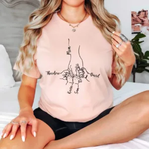 2-14.jpeg Custom Mom Shirt from Children - Personalized Mom & Kids Hands Shirt with Kids' Names - Mother's Day Gift