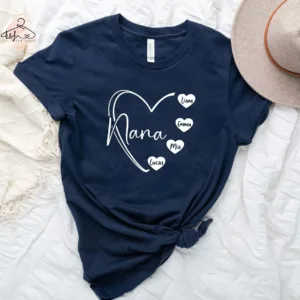 2-3-scaled-1.jpeg Custom Nana Heart Shirt with Kids' Names - Personalized Grandma Tee - Nana Gift for New or Cool Grandmas