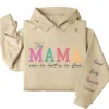 Custom This Mama Wears Her Heart on Her Sleeve Hoodie – Personalized Mom Hoodie with Kids’ Names, Mother’s Day Gift for Her