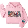 Custom American Mama Hoodie – This Mom Wears Her Heart on Her Sleeve with Kids' Names, 4th of July USA Mom Gift