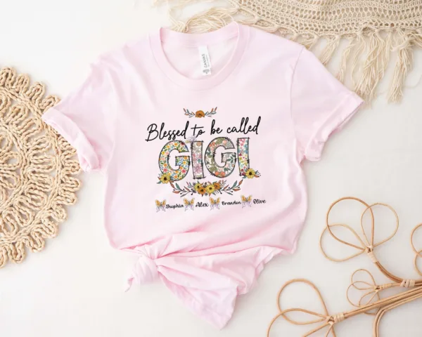 2-scaled-1.jpeg Blessed To Be Called Gigi Shirt - Custom Personalized Gigi Grandma T-Shirt - Mother's Day Gift