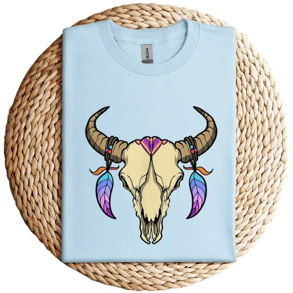 20-1-2.webp Bull Skull Dream Catcher T-Shirt – Western Rodeo Cowboy Cowgirl Boho Sleeveless Shirt – Country Summer Graphic Top