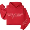 I Wear My Heart on My Sleeve Hoodie – Custom Hoodie with Kids’ Names, Personalized Mother’s Day, Father's Day, Gift for All