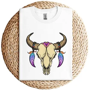 20-2-2.webp Bull Skull Dream Catcher T-Shirt – Western Rodeo Cowboy Cowgirl Boho Sleeveless Shirt – Country Summer Graphic Top