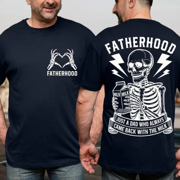 20-2-4.webp Father's Day T-Shirt, Just A Dad Who Came Back With The Milk, Funny Dad Shirt, Skeleton Fatherhood Shirt, Gift for Husband