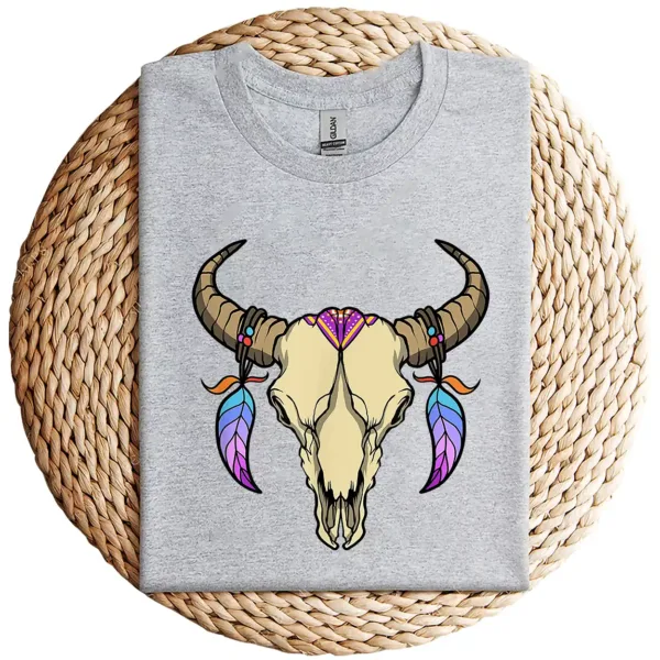 20-3-2-1.webp Bull Skull Dream Catcher T-Shirt – Western Rodeo Cowboy Cowgirl Boho Sleeveless Shirt – Country Summer Graphic Top