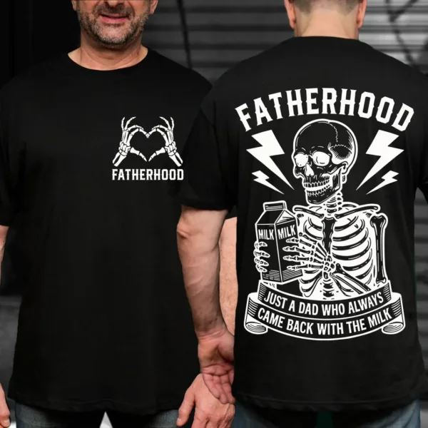 20-3-2.webp Father's Day T-Shirt, Just A Dad Who Came Back With The Milk, Funny Dad Shirt, Skeleton Fatherhood Shirt, Gift for Husband