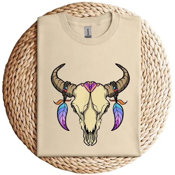 20-4-2.webp Bull Skull Dream Catcher T-Shirt – Western Rodeo Cowboy Cowgirl Boho Sleeveless Shirt – Country Summer Graphic Top