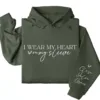 I Wear My Heart on My Sleeve Hoodie – Custom Hoodie with Kids’ Names, Personalized Mother’s Day, Father's Day, Gift for All