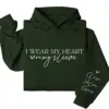 I Wear My Heart on My Sleeve Hoodie – Custom Hoodie with Kids’ Names, Personalized Mother’s Day, Father's Day, Gift for All