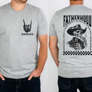 Fatherhood T-Shirt, Funny Skeleton Dad, Sometimes I Rock It Sometimes It Rocks Me Tee, Cowboy Dad Shirt, Gift For Dad