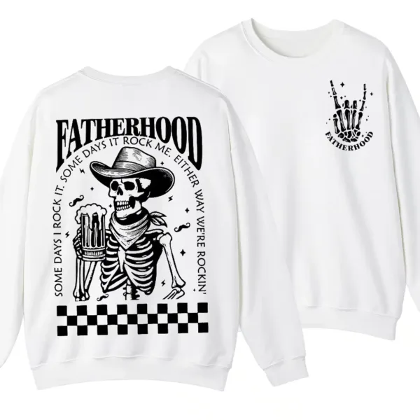 Fatherhood Beer Sweatshirt, Skeleton Cool Dad Club Shirt, Western Cowboy Dad, Father's Day, Funny First Time Dad Gift, New Dad