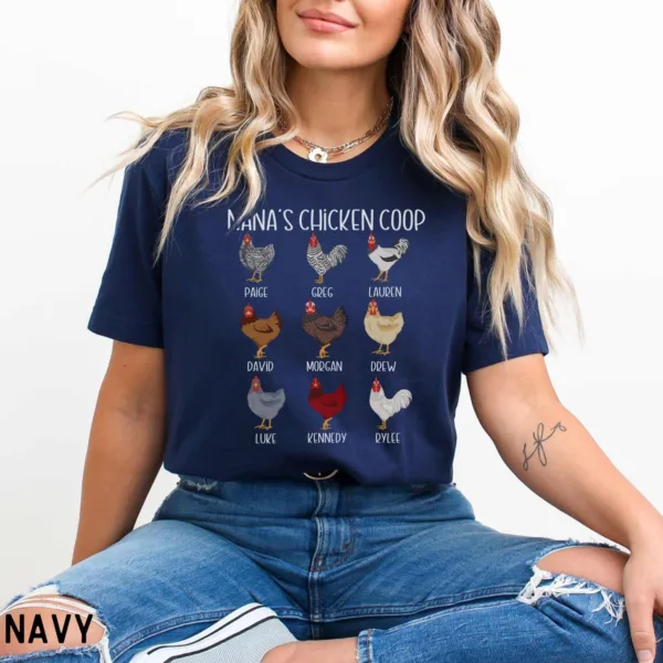 Personalized Nana Shirt - Custom Chicken T-Shirt with Grandkids' Names - Personalized Grandma & Nana Gift