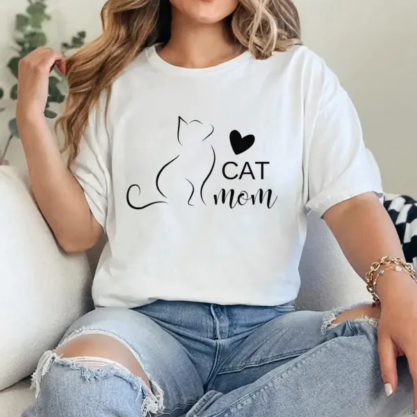 Cat Mom T-Shirt – Cute Cat Mama Gift for Mother's Day, Cat Lover Tee for Pet Moms