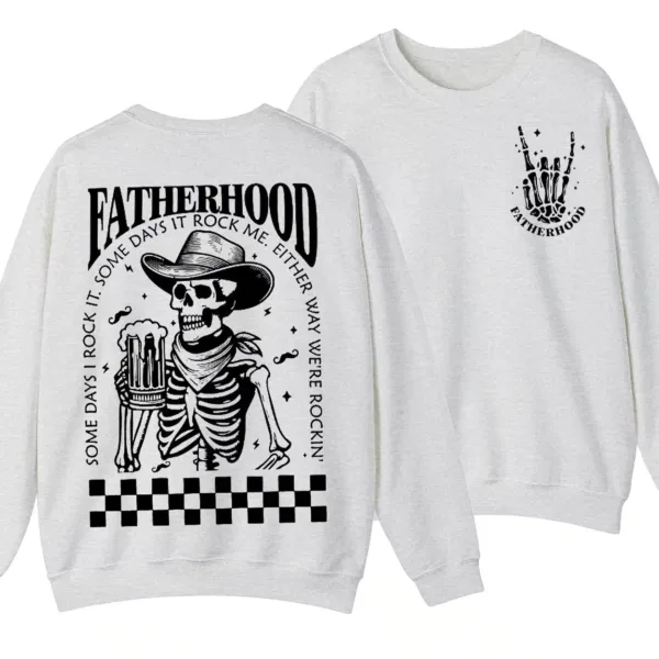 Fatherhood Beer Sweatshirt, Skeleton Cool Dad Club Shirt, Western Cowboy Dad, Father's Day, Funny First Time Dad Gift, New Dad
