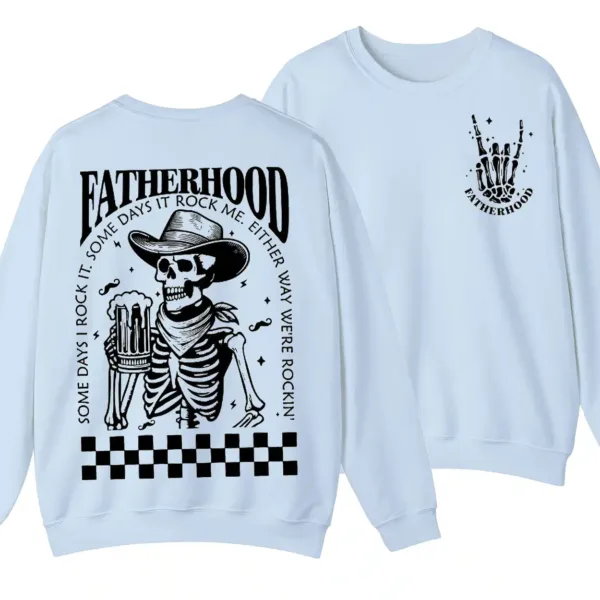 Fatherhood Beer Sweatshirt, Skeleton Cool Dad Club Shirt, Western Cowboy Dad, Father's Day, Funny First Time Dad Gift, New Dad