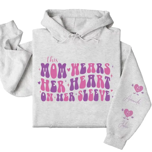 3-4-8.webp This Mama Wears Her Heart on Her Sleeve Hoodie – Custom Mom Shirt with Kids’ Names on Sleeve, Thoughtful Mother’s Day Gift