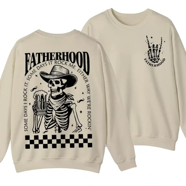 Fatherhood Beer Sweatshirt, Skeleton Cool Dad Club Shirt, Western Cowboy Dad, Father's Day, Funny First Time Dad Gift, New Dad