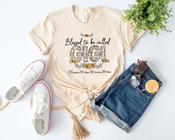 3-scaled-1.jpeg Blessed To Be Called Gigi Shirt - Custom Personalized Gigi Grandma T-Shirt - Mother's Day Gift