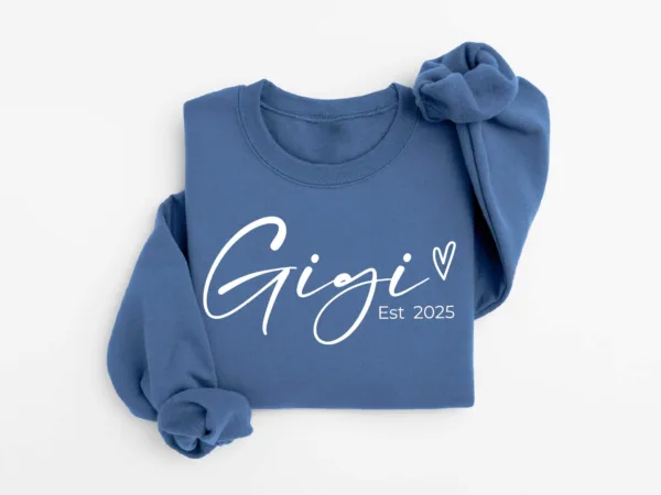 4-13.jpeg Personalized Gigi Est Sweatshirt, Mother's Day Gift, Grandma Sweatshirt, Gift for Grandmother, Nana Sweatshirt, Grammy Mimi Nonny Sweatshirt