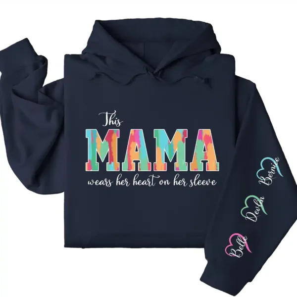 Personalized Mama Hoodie – Custom Mama  with Kids’ Names on Sleeve, Thoughtful Mother’s Day or Birthday Gift Idea