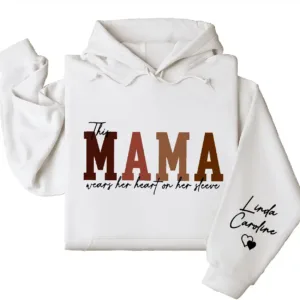 4-2-9.webp Custom This Mama Wears Her Heart On Her Sleeve Hoodie – Personalized Mom Shirt, Mother’s Day Gift for New Moms