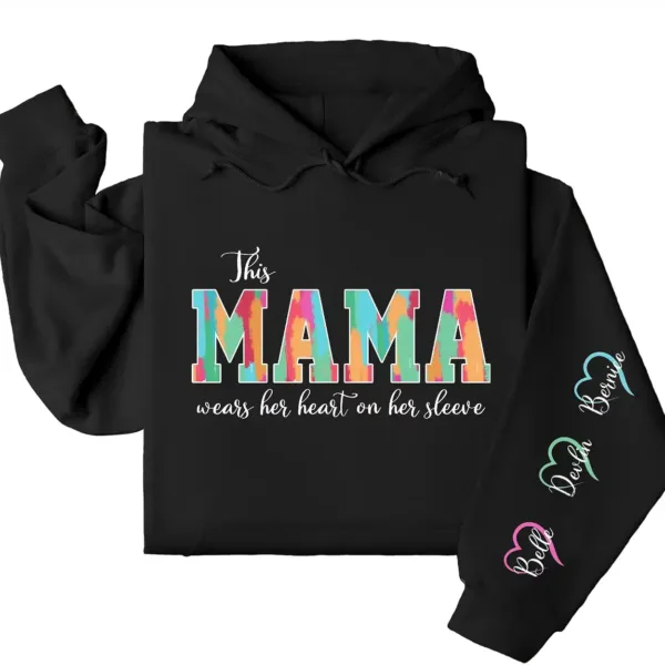 Personalized Mama Hoodie – Custom Mama  with Kids’ Names on Sleeve, Thoughtful Mother’s Day or Birthday Gift Idea