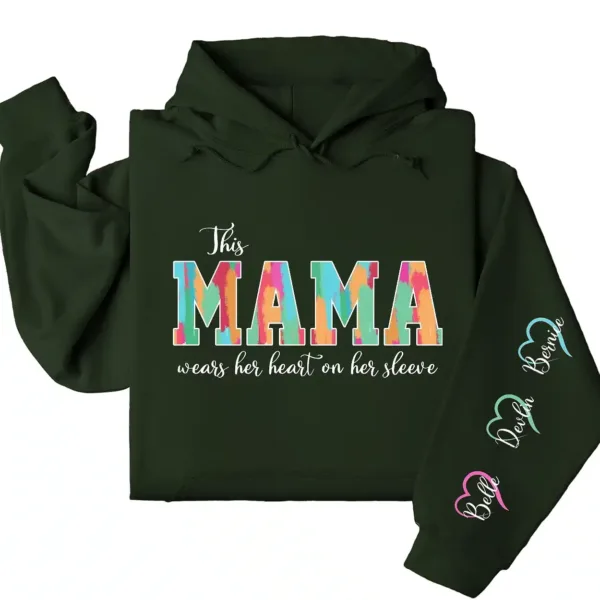 Personalized Mama Hoodie – Custom Mama  with Kids’ Names on Sleeve, Thoughtful Mother’s Day or Birthday Gift Idea
