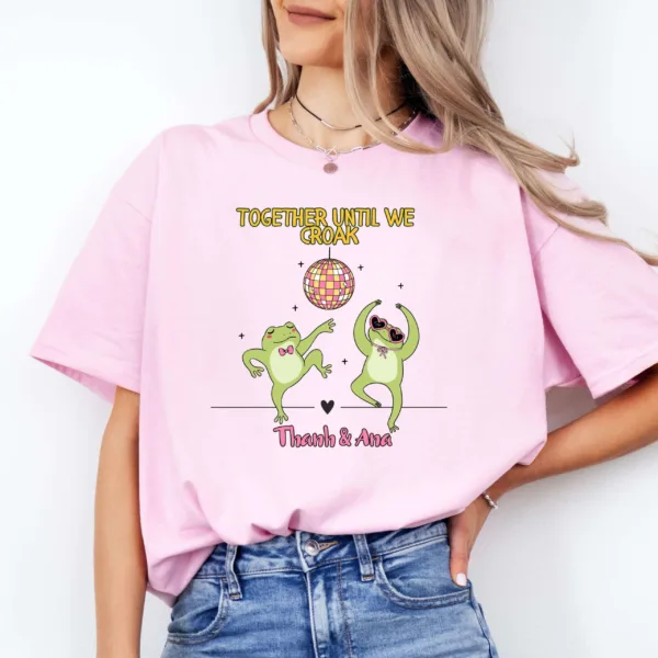 4-6-scaled-1.jpeg Custom Frog T-Shirt - Personalized Name - Unisex Retro Frog Shirt - Cottagecore Froggy Tee - Valentine's Day Anniversary Gift