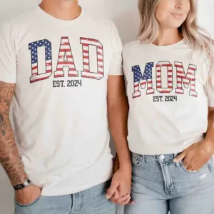 4th-of-July-Mom-Dad-Est-3.webp 4th of July Mom Dad Est 2024 Shirt Couple Fourth of July T Shirts Dad Est 2024 T-Shirt Custom Mom Est 2024 TShirt Gift for Expecting