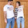 4th of July Mom Dad Est 2024 Shirt Couple Fourth of July T Shirts Dad Est 2024 T-Shirt Custom Mom Est 2024 TShirt Gift for Expecting
