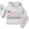 This Mama Wears Her Heart on Her Sleeve Hoodie – Personalized Mama with Kids’ Names, Cute Gift for Mom or Wife