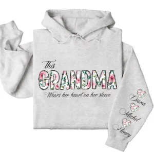 5-1-11.webp This Grandma Wears Her Heart on Her Sleeve Hoodie – Custom Hoodie with Kids’ Names, Personalized Mother’s Day Gift for Grandma