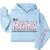 This Mama Wears Her Heart on Her Sleeve Hoodie – Personalized Mama with Kids’ Names, Cute Gift for Mom or Wife