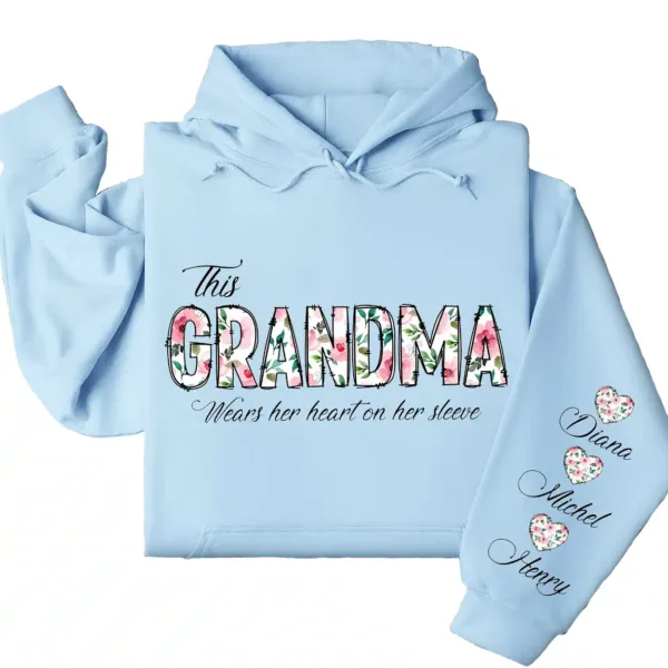 5-2-11.webp This Grandma Wears Her Heart on Her Sleeve Hoodie – Custom Hoodie with Kids’ Names, Personalized Mother’s Day Gift for Grandma