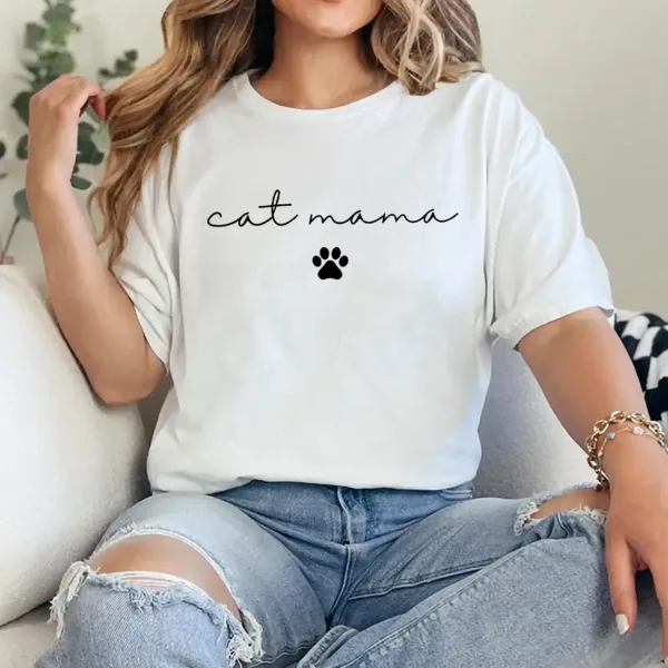 Cat Mama T-Shirt – Funny Cat Mom Graphic Tee, Cute Pet Owner Gift, Mother's Day Outfit for Cat Lovers, Trendy Mom Shirt