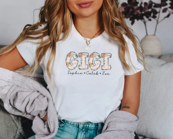 Personalized Gigi Shirt with Grandkids' Names - New Gigi Gift - Promoted to Gigi T-Shirt - Mother's Day Grandma Gift