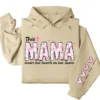 This Mama Wears Her Heart on Her Sleeve Hoodie – Personalized Mama with Kids’ Names, Cute Gift for Mom or Wife