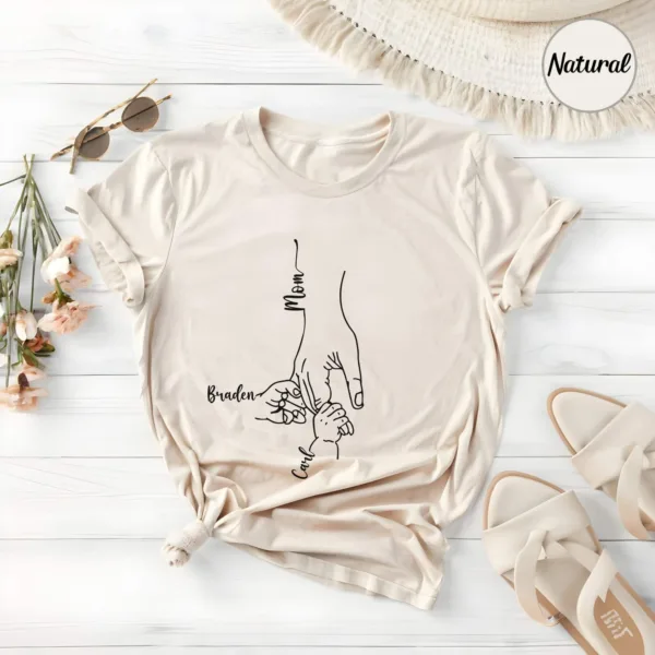Custom Mom Shirt from Children - Personalized Mom & Kids Hands Shirt with Kids' Names - Mother's Day Gift