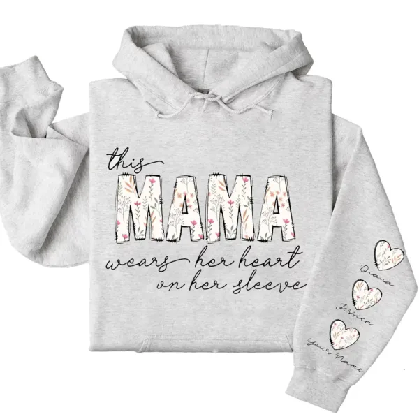 6-1-11.webp This Mama Wears Her Heart on Her Sleeve Hoodie – Custom Hoodie with Kids’ Names, Personalized Mother’s Day Gift for Mama