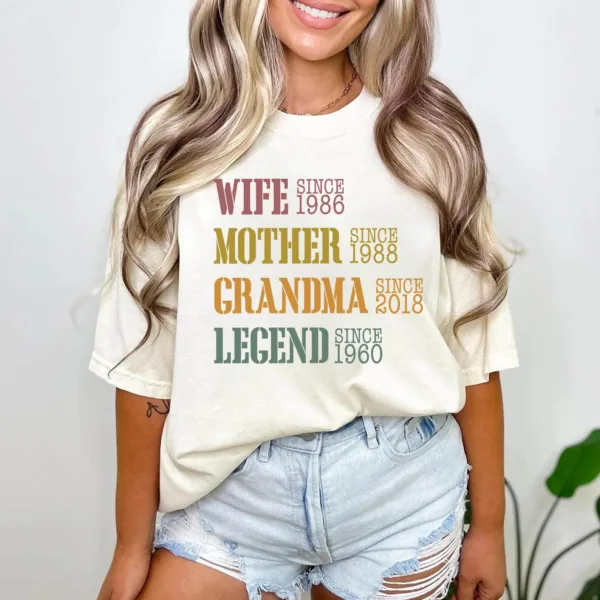 6-10.jpeg Personalized Mom Grandma Shirt - Mother's Day Shirt - Wife, Mother, Grandma Legend - Custom Dates - Funny Birthday Gift for Mother's Day