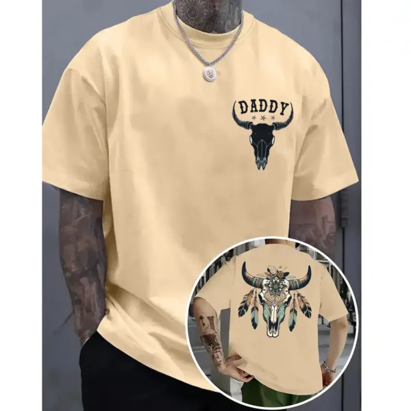 AZTEC Boho Cow Skull Shirt – Western Floral Skull Tee – Vintage Desert Aesthetic – Southwestern Feathers & Flowers Graphic T-Shirt
