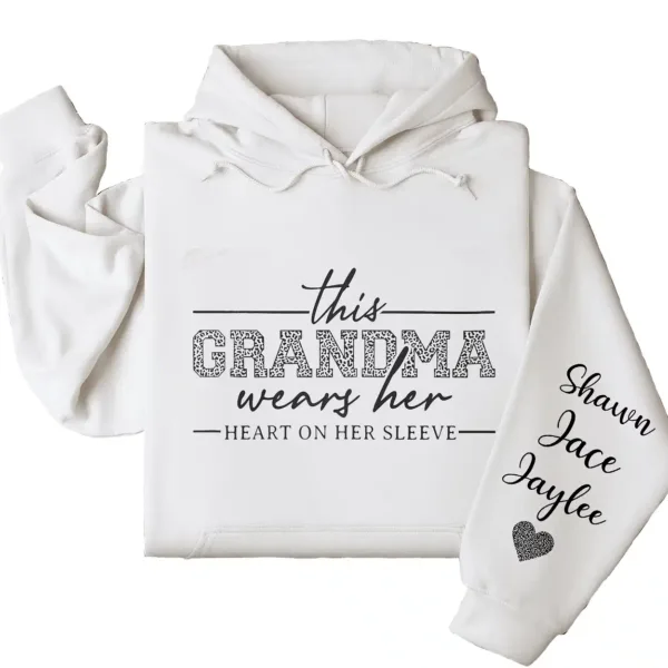 7-2-8.webp This Grandma Wears Her Heart On Her Sleeve Hoodie – Personalized Leopard Print Grandma Shirt, Cute Birthday's or Mother’s Day Gift