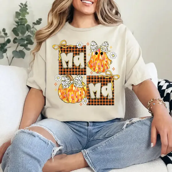 7-4-1-2.webp Pumpkin Mama Halloween Autumn Halloween Mom Mother Women T-Shirt - Unisex, Gift for Halloween Day, Gift for Mama