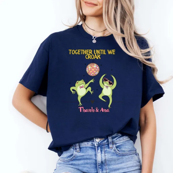 7-4-scaled-1.jpeg Custom Frog T-Shirt - Personalized Name - Unisex Retro Frog Shirt - Cottagecore Froggy Tee - Valentine's Day Anniversary Gift