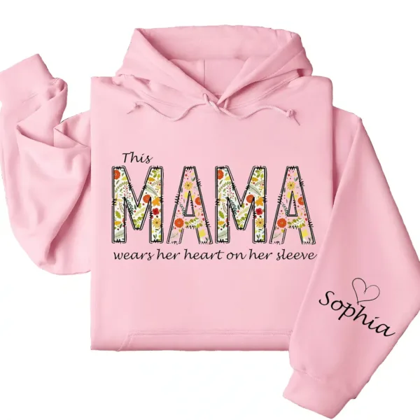 7-5-3.webp This Mama Wears Her Heart on Her Sleeve Hoodie – Floral Hoodie for Mom with Kids’ Names, Cute Personalized Gift Idea